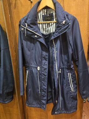 Jessica Simpson Navy Hooded Anorak with Contrast Zippers